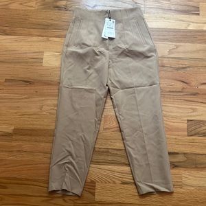 NWT Tan Zara High Waisted Cropped Trousers Large